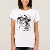 Aangepaste Kleur Coquette Cowgirl Line Tekening Sh T-shirt (Voorkant)