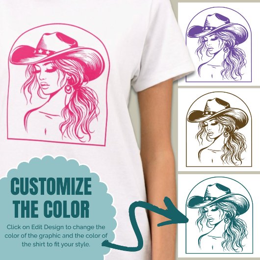 Aangepaste Kleur Coquette Cowgirl Line Tekening Sh T-shirt