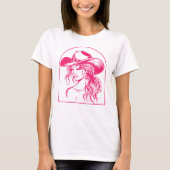 Aangepaste Kleur Coquette Cowgirl Line Tekening Sh T-shirt (Voorkant)