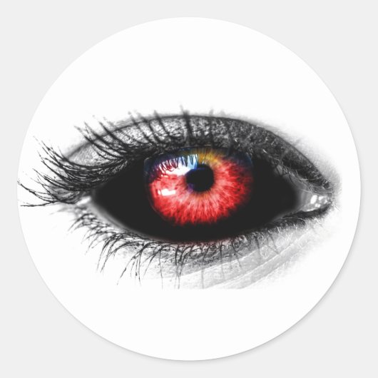 Aangepaste kleur Creepy Red Zombie/Vampire Eye Sti Ronde Sticker (Voorkant)