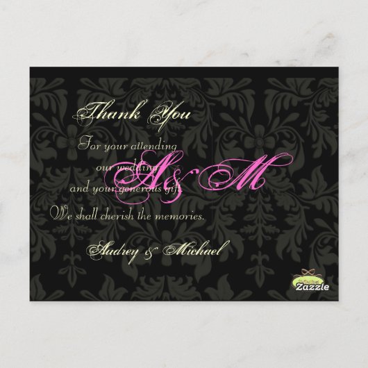 Aangepaste kleur/Damask Foto's Dank u briefkaarten (Achterkant)