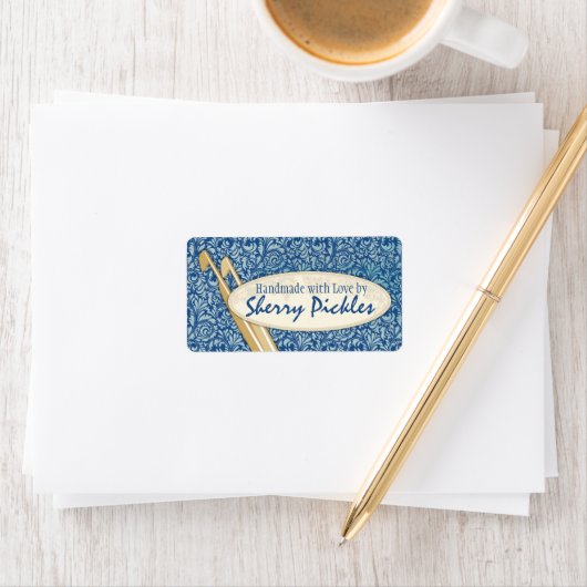 Aangepaste kleur damast breinaalden haakhaken etiket (Insitu)