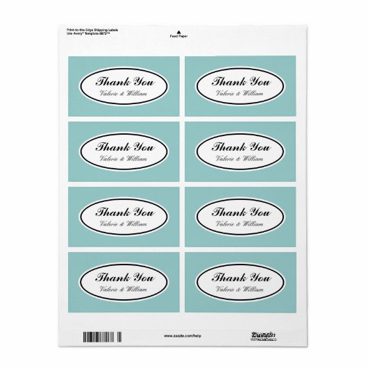 Aangepaste kleur dank u etiketten (Full Sheet)