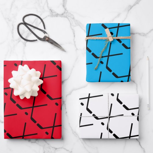 Aangepaste kleur doorgekruiste ijshockeysticks en  inpakpapier vel (Voorkant)