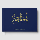 Aangepaste Kleur Eigenschap Modern Script Minimali Gastenboek (Voorkant)