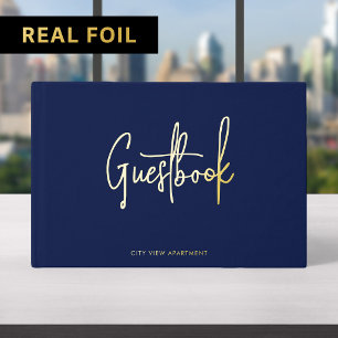 Aangepaste Kleur Eigenschap Modern Script Minimali Gastenboek