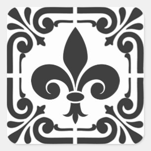 Aangepaste kleur Elegant Zwart Fleur de Lis Frans Vierkante Sticker