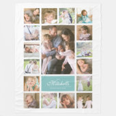 Aangepaste Kleur Elegante Script Familie Foto Coll Fleece Deken (Voorkant)