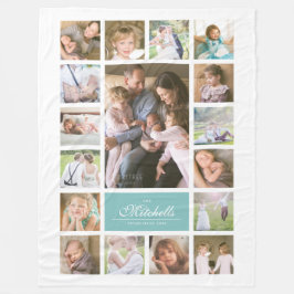 Aangepaste Kleur Elegante Script Familie Foto Coll Fleece Deken