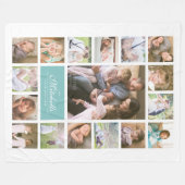 Aangepaste Kleur Elegante Script Familie Foto Coll Fleece Deken (Voorkant (Horizontaal))