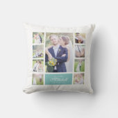 Aangepaste Kleur Elegante Script Mr & Mrs Foto Col Kussen (Voorkant)