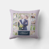 Aangepaste Kleur Elegante Script Mr & Mrs Foto Col Kussen (Achterkant)