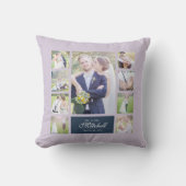 Aangepaste Kleur Elegante Script Mr & Mrs Foto Col Kussen (Voorkant)