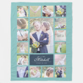 Aangepaste Kleur Elegante Script Mr & Mrs Fotocoll Fleece Deken (Voorkant)
