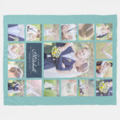 Aangepaste Kleur Elegante Script Mr & Mrs Fotocoll Fleece Deken (Voorkant (Horizontaal))