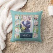 Aangepaste Kleur Elegante Script Mr & Mrs Fotocoll Kussen (Deken)