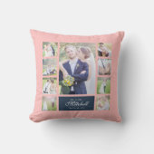 Aangepaste Kleur Elegante Script Mr & Mrs Fotocoll Kussen (Voorkant)