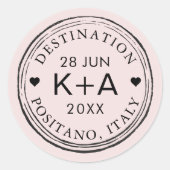 Aangepaste kleur en tekst Luchtpoststempel op een Ronde Sticker (Voorkant)