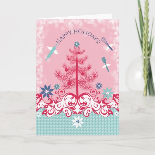 Aangepaste kleur engel gebruiksvoorwerpen bakken k feestdagen kaart (Voorkant)