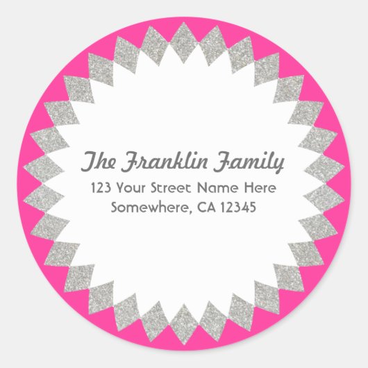 Aangepaste kleur Faux Glitter Adreslabel Sticker (Voorkant)
