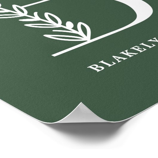 Aangepaste kleur Floral Monogram Letter B Naam Neu Poster (Hoek)