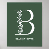 Aangepaste kleur Floral Monogram Letter B Naam Neu Poster (Voorkant)