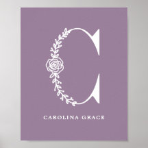 Aangepaste kleur Floral Monogram Letter C Naam Nur