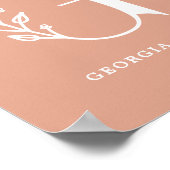 Aangepaste kleur Floral Monogram Letter G Name Nur Poster (Hoek)