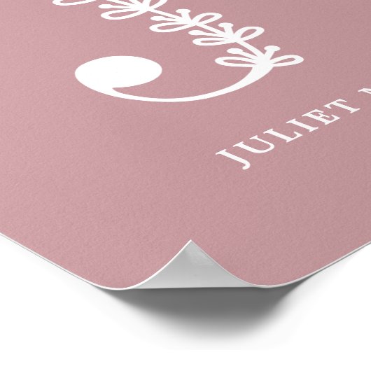 Aangepaste kleur Floral Monogram Letter J Name Nur Poster (Hoek)