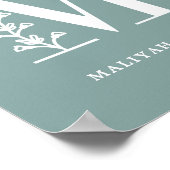 Aangepaste kleur Floral Monogram Letter M Name Nur Poster (Hoek)