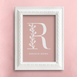 Aangepaste kleur Floral monogram letter R naam zur Poster