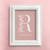 Aangepaste kleur Floral monogram letter R naam zur Poster