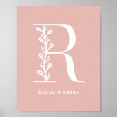 Aangepaste kleur Floral monogram letter R naam zur Poster (Voorkant)