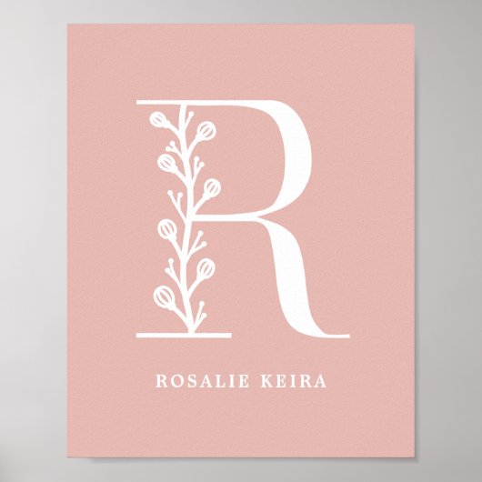 Aangepaste kleur Floral monogram letter R naam zur Poster (Voorkant)