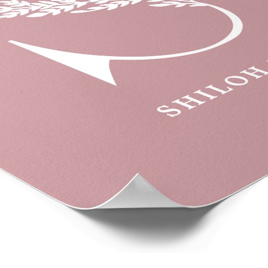 Aangepaste kleur Floral Monogram Letter S Name Nur Poster (Hoek)