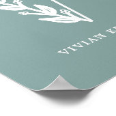 Aangepaste kleur Floral Monogram Letter V Name Nur Poster (Hoek)