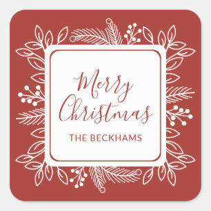 Aangepaste kleur Foliage Lijst   Rood verbrand Vierkante Sticker