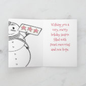 Aangepaste kleur Franse banketbakker sneeuwpop koe Feestdagen Kaart (Binnen)