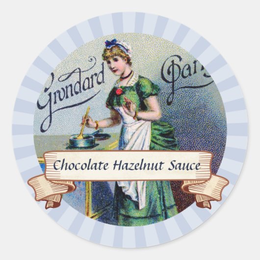 aangepaste kleur Franse chocolade vrouw inblikken  Ronde Sticker (Voorkant)
