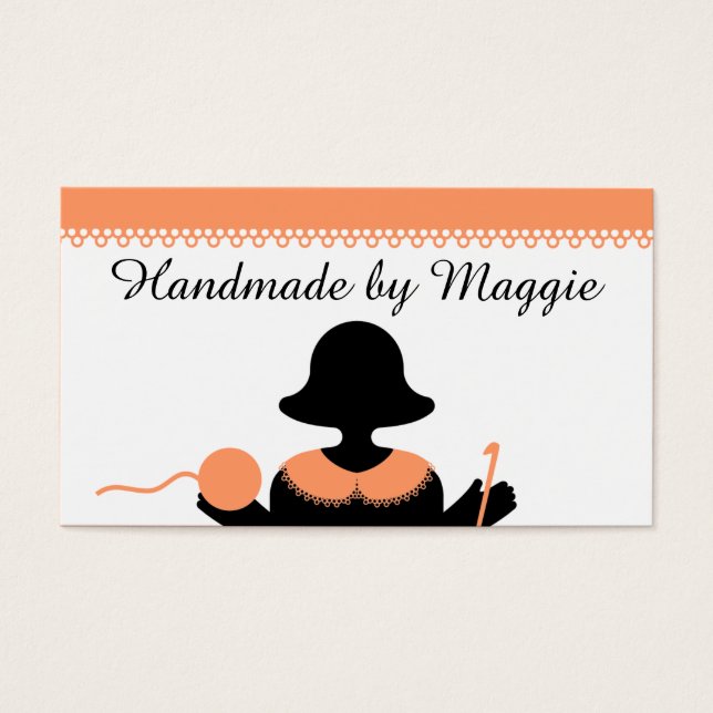 Aangepaste kleur gehaakte haak tatting meisje silh visitekaartje (Voorkant)
