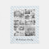 Aangepaste kleur Gingham 14 Foto Collage Baby Boy Fleece Deken (Voorkant)