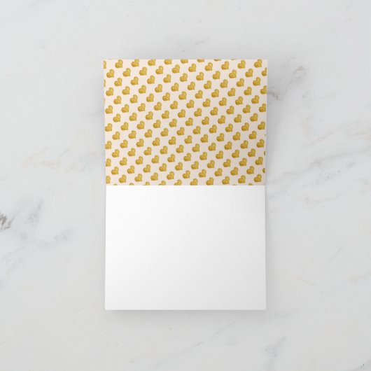 Aangepaste kleur Gold Heart Minimalist Dank u kaar Bedankkaart (Binnen)