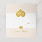 Aangepaste kleur Gold Heart Minimalist Place Cards Plaatskaartje (Buitenkant ongevouwen)