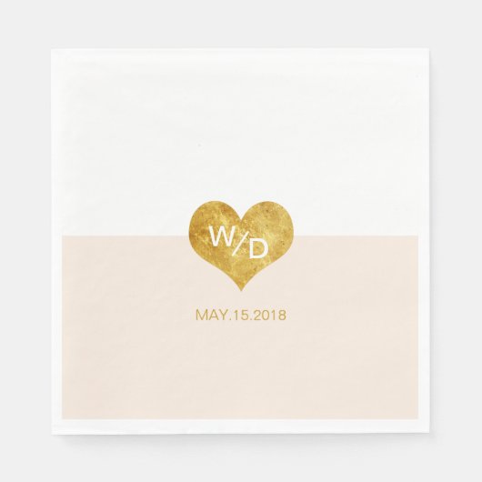 Aangepaste Kleur Goud Hart Minimalistische Trouwse Servetten (Voorkant)