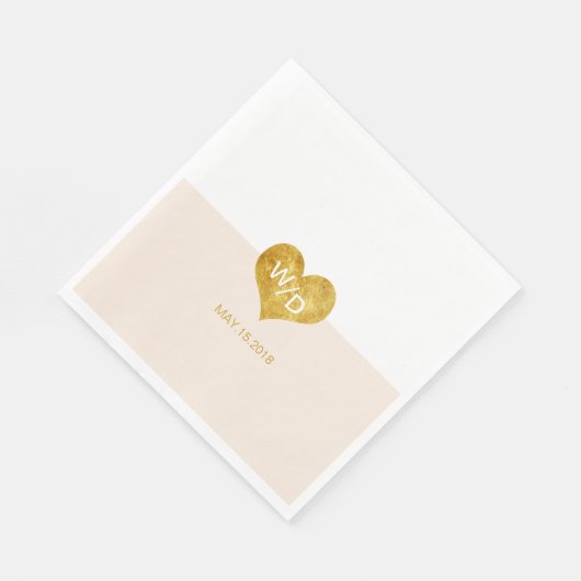 Aangepaste Kleur Goud Hart Minimalistische Trouwse Servetten (Hoek)