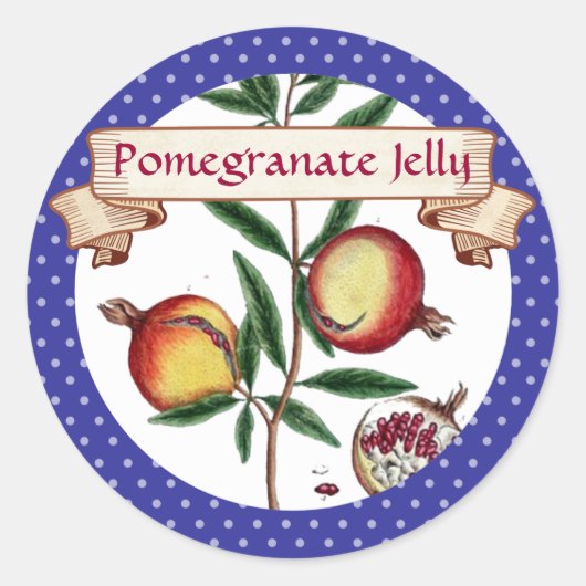 Aangepaste kleur granaatappels fruit inblikken lab ronde sticker (Voorkant)
