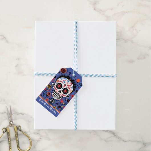 Aangepaste kleur 💀 grappig Día de Muertos Cadeaulabel (Met Touw)
