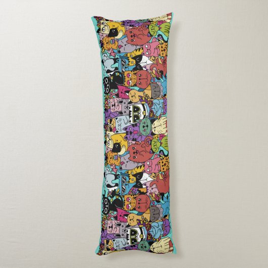 Aangepaste kleur Grappige Katten Illustratie Lichaamskussen (Achterkant (Verticaal))