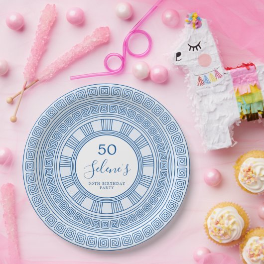 Aangepaste kleur Griekse of Romeinse verjaardag Papieren Bordje (Feest)