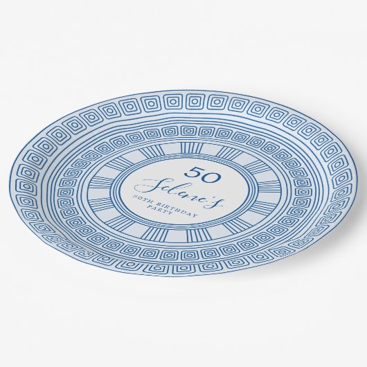 Aangepaste kleur Griekse of Romeinse verjaardag Papieren Bordje (Gekanteld)